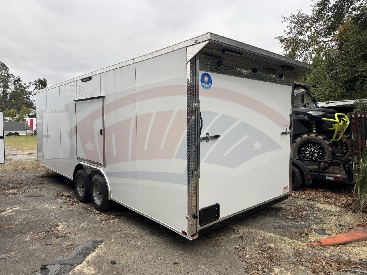 2026 Hook & Line 8.5x24 Cargo enclosed cargo trailer in white, photo 9