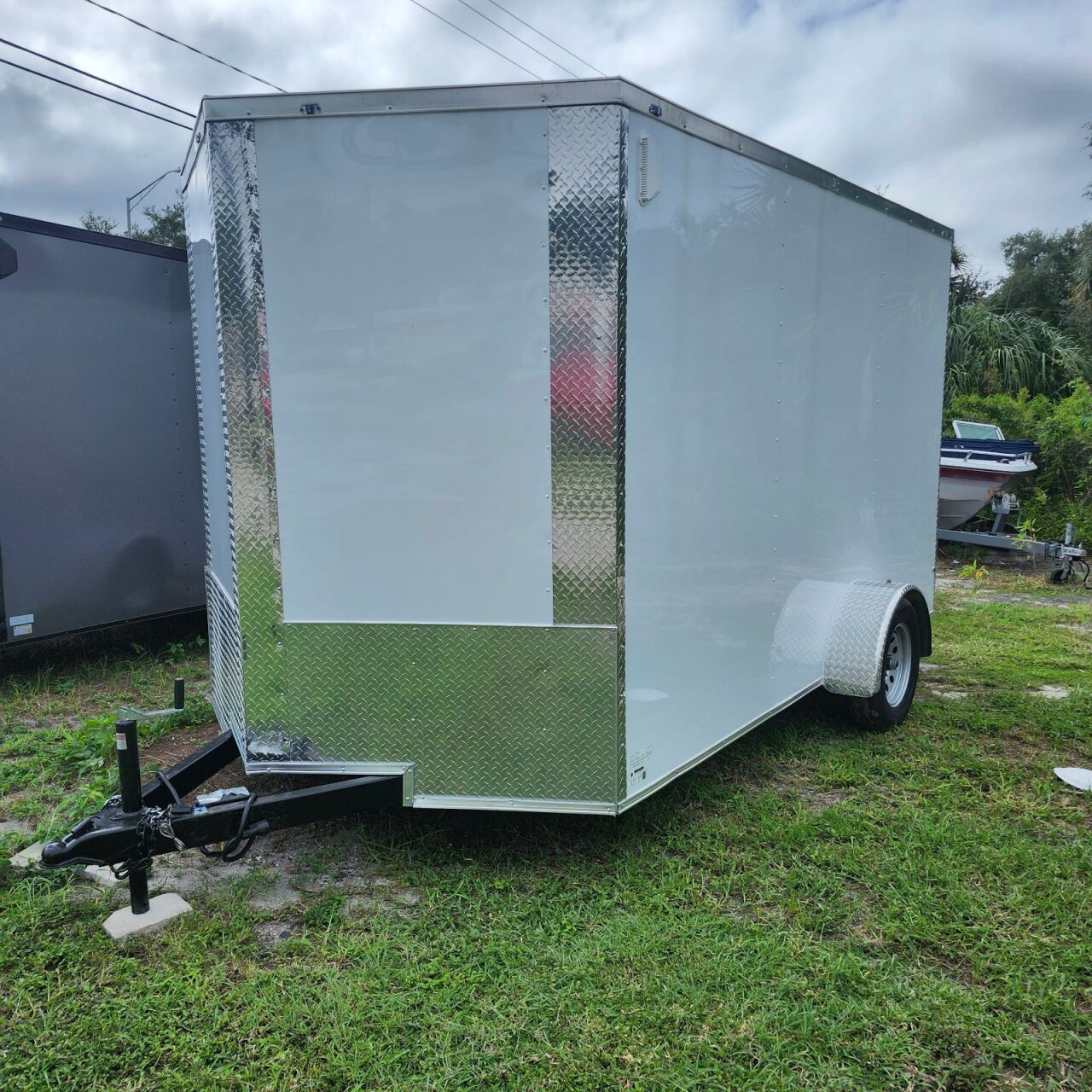 2026 J&C 7x12 Enclosed Cargo trailer in white, photo 4
