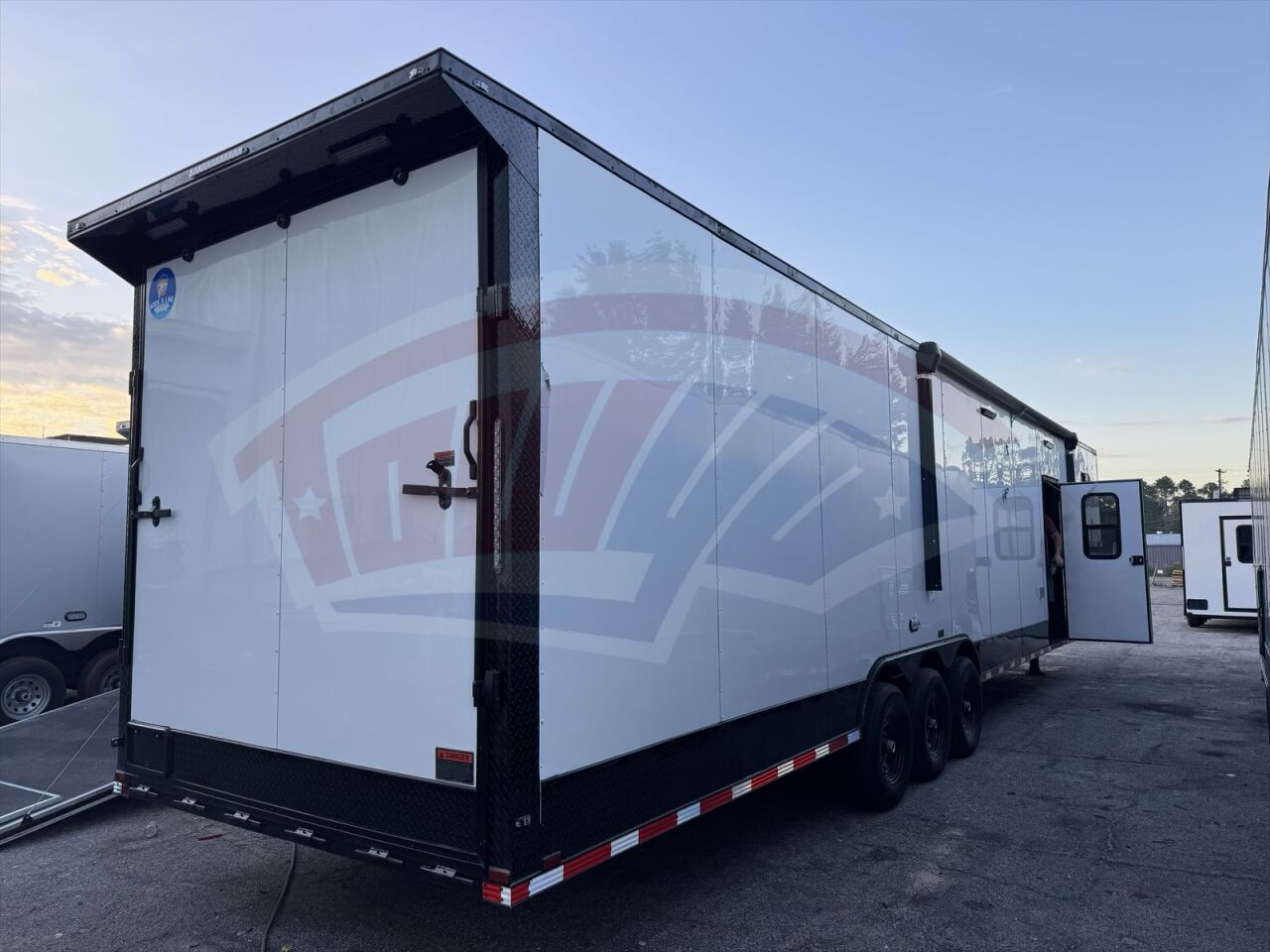 2026 Hook & Line 8.5x44 Gooseneck Car Hauler trailer in white, photo 3