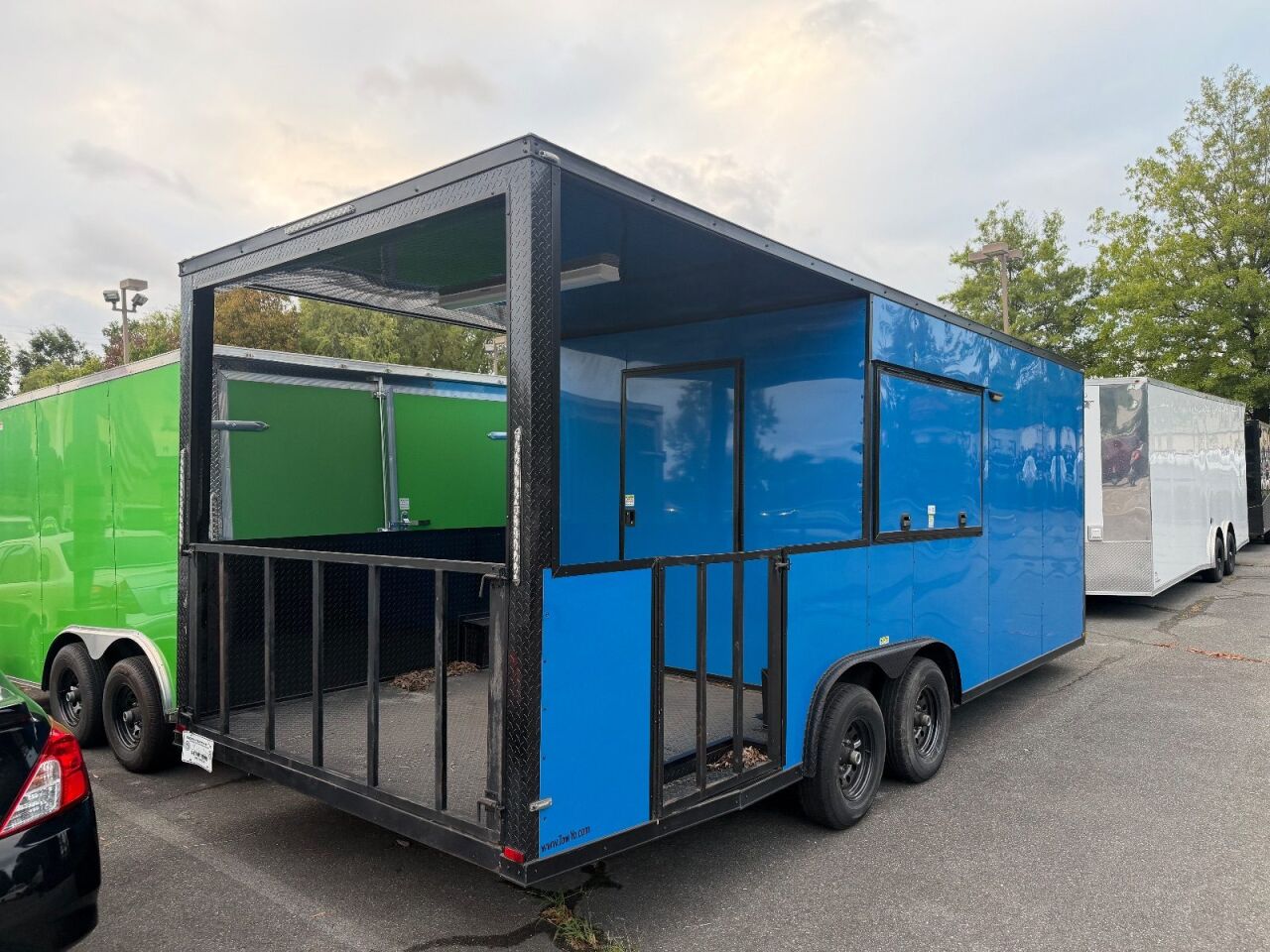 2024 TowYo 8.5x22 Cargo bbq / smoker porch trailer in true blue, photo 2